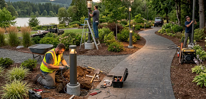 Landscape Post, Pole, and Bollard Lighting Installation in Des Moines